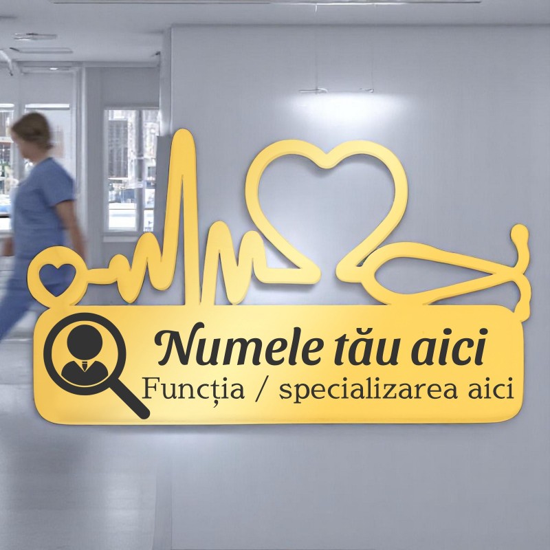Ecuson Medical Personalizat Inox Auriu Numele si Functia Ta
