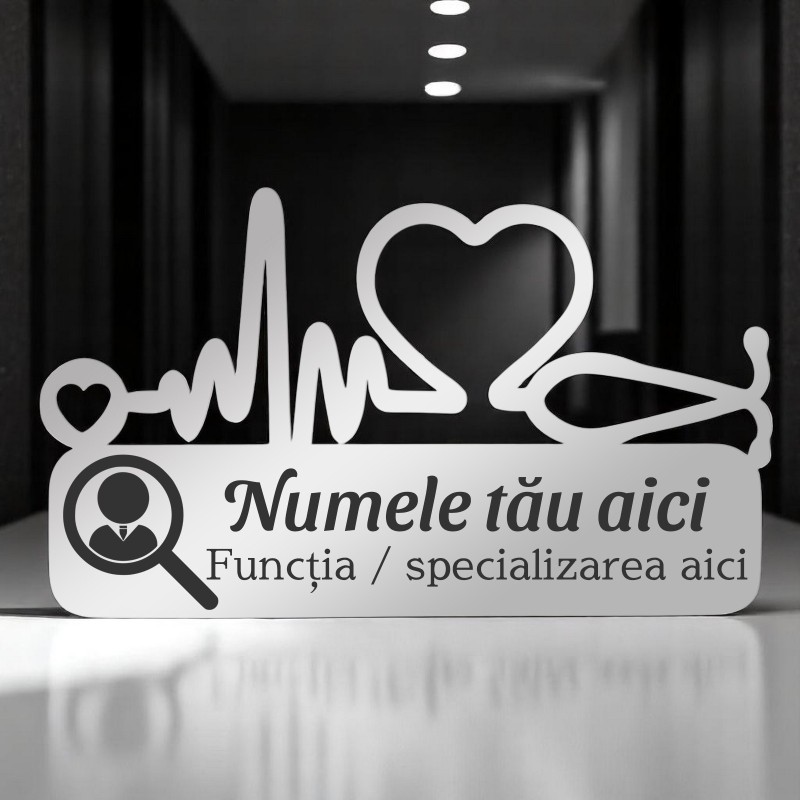 Ecuson Medical Personalizat Inox Argintiu Numele si Functia Ta