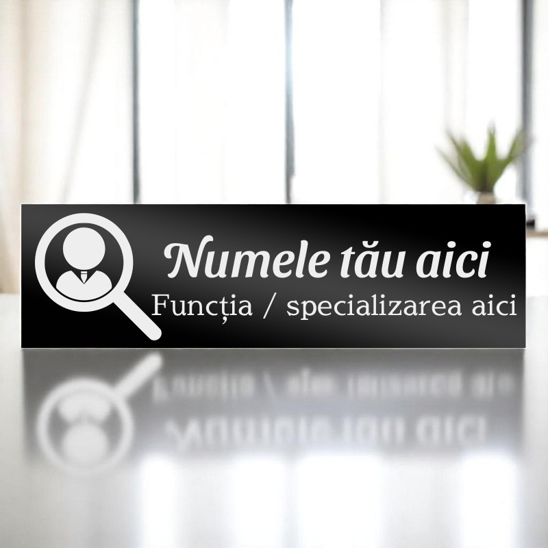Ecuson Personalizat Inox Negru Numele si Functia Ta