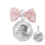 Marturie Botez Personalizata Pandantiv Inox Argintiu Pietre Fetita Poza Nume Data