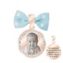 Marturie Botez Personalizata Pandantiv Inox Rose Gold Pietre Baiat Poza Nume Data