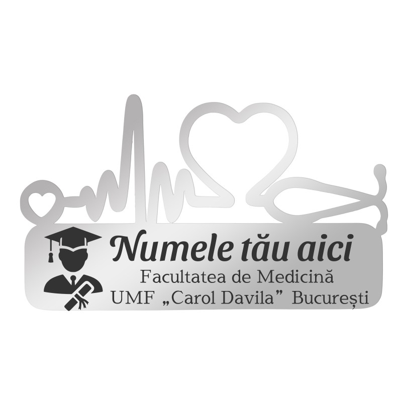 Ecuson Medical Personalizat Inox Argintiu Absolvent Nume