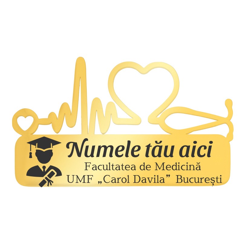 Ecuson Medical Personalizat Inox Auriu Absolvent Nume