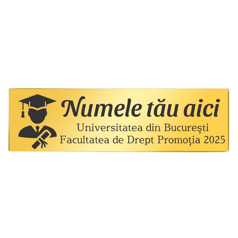                  Ecuson Personalizat Inox Auriu Nume Absolvent si Institutie
               