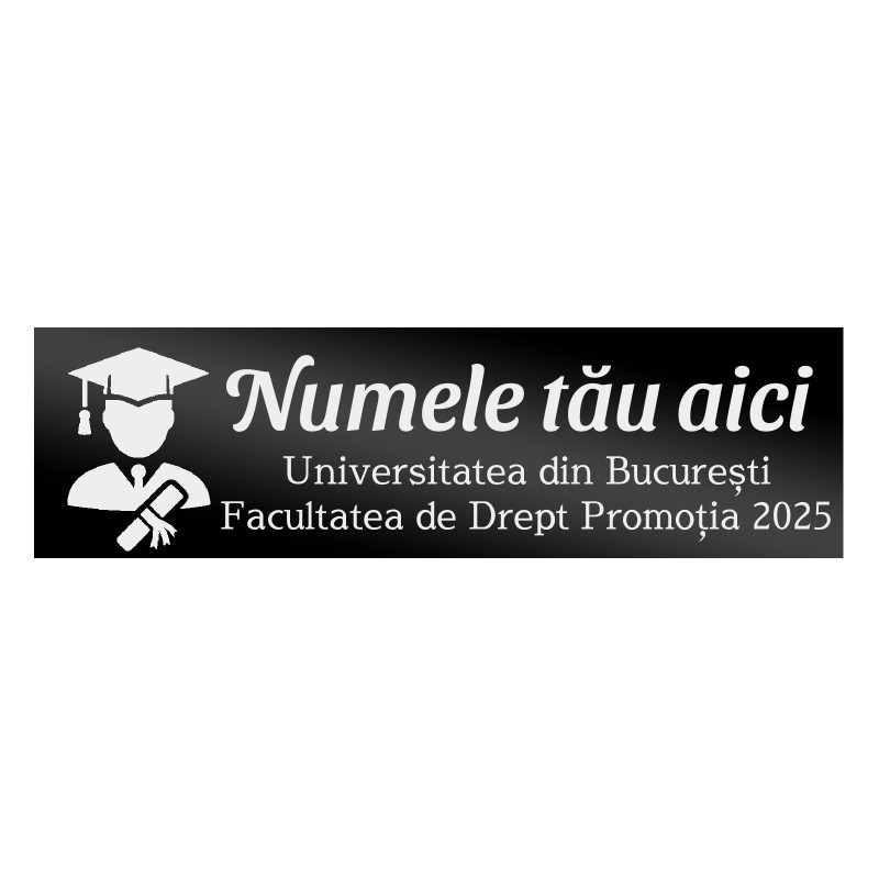                  Ecuson Personalizat Inox Negru Nume Absolvent si Institutie
               