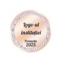 Insigna Personalizata Inox Rose Gold cu Pietre An si Logo Institutie