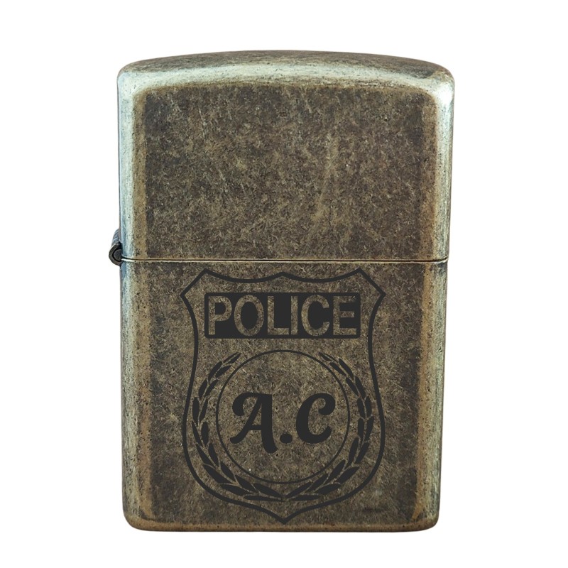 Bricheta Personalizata Inox Vintage Politie initiale