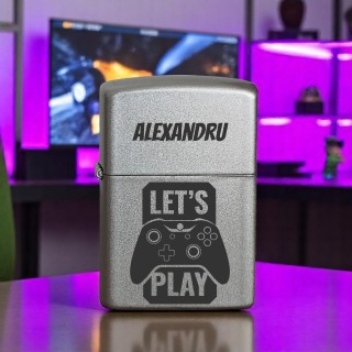 Bricheta Personalizata Inox Gri Perlat Pasionat de Jocuri Nume