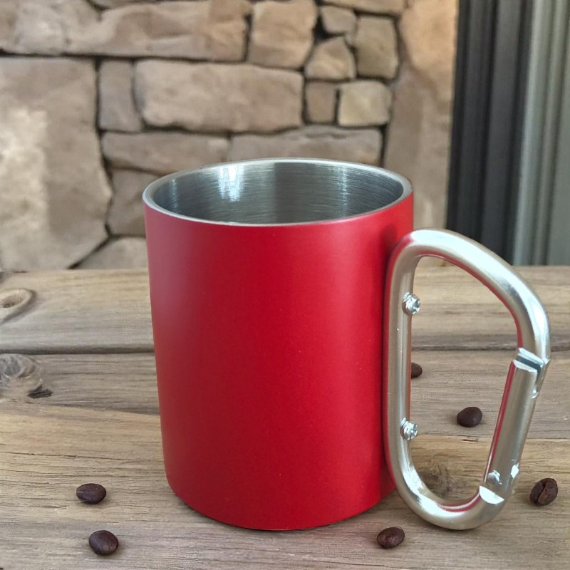                  Cana Personalizata cu Carabiniera Inox Rosu Cum Vrei Tu
               