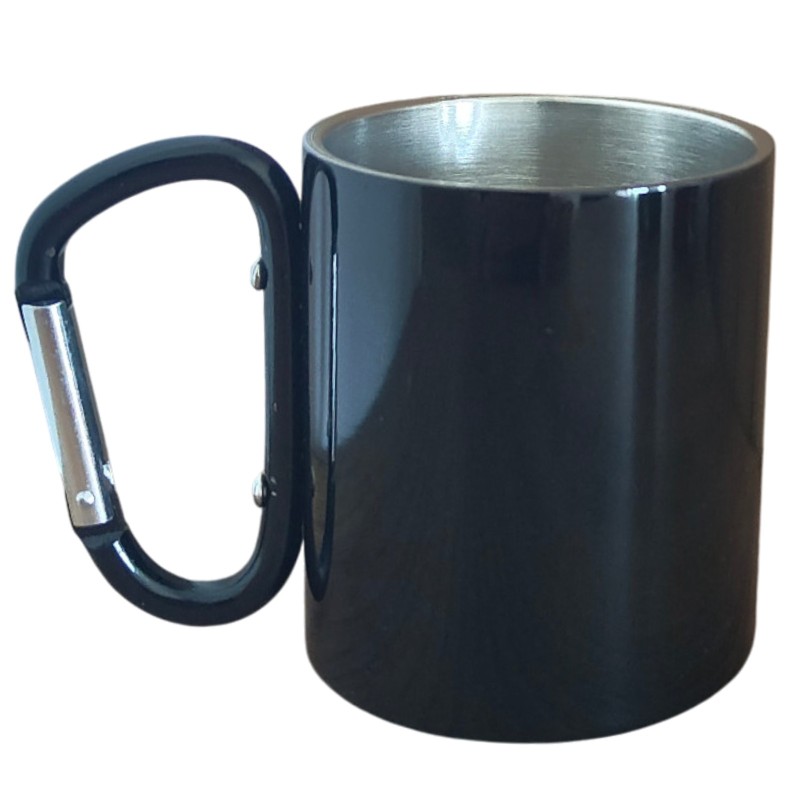 Cana Personalizata cu Carabiniera Inox Negru Cum Vrei Tu