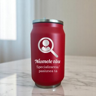 Termos Personalizat Doza cu Pai Inox Rosu Nume si Simbol Pasiune