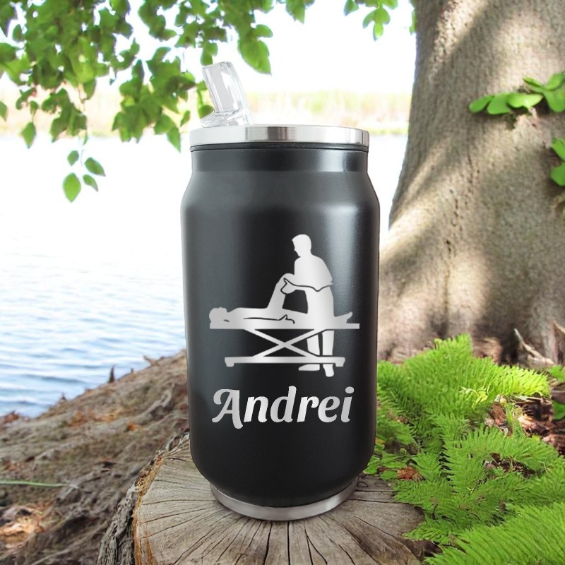                  Termos Personalizat Doza cu Pai Inox Negru Nume si Simbol
               