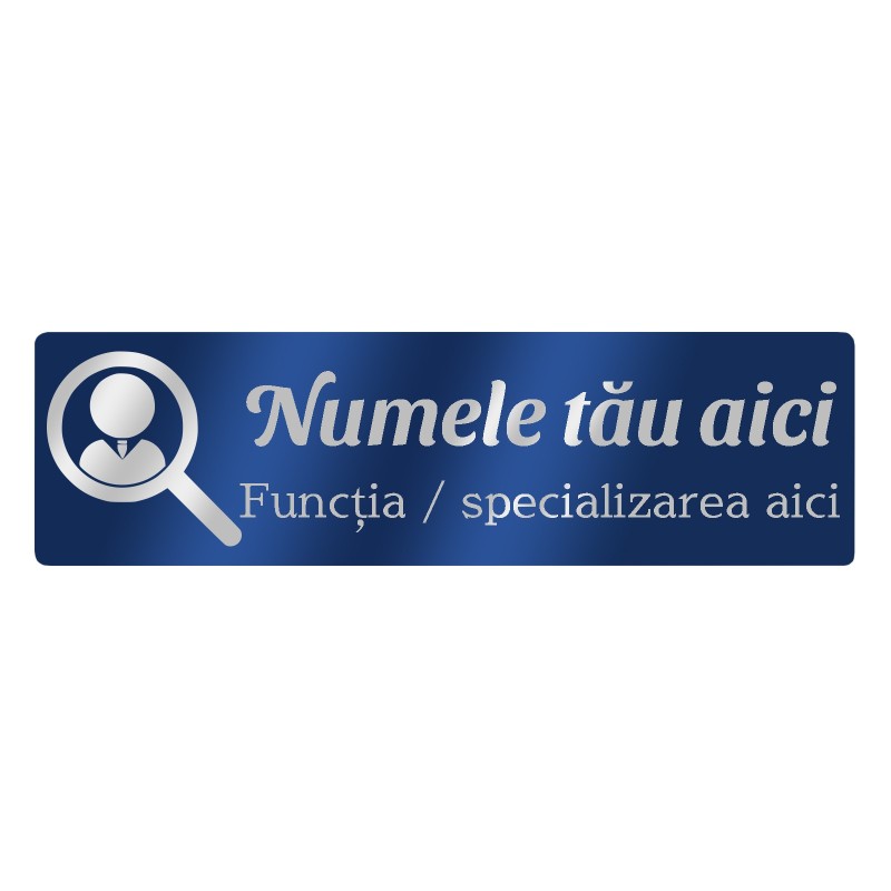 Ecuson Personalizat Inox Albastru Numele si Functia Ta