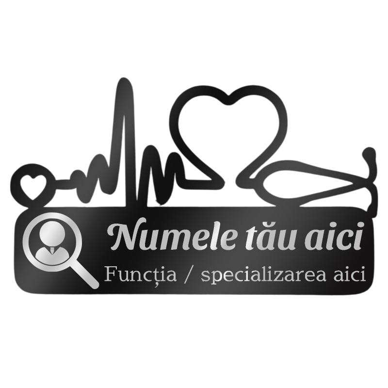 Ecuson Medical Personalizat Inox Negru Numele si Functia Ta