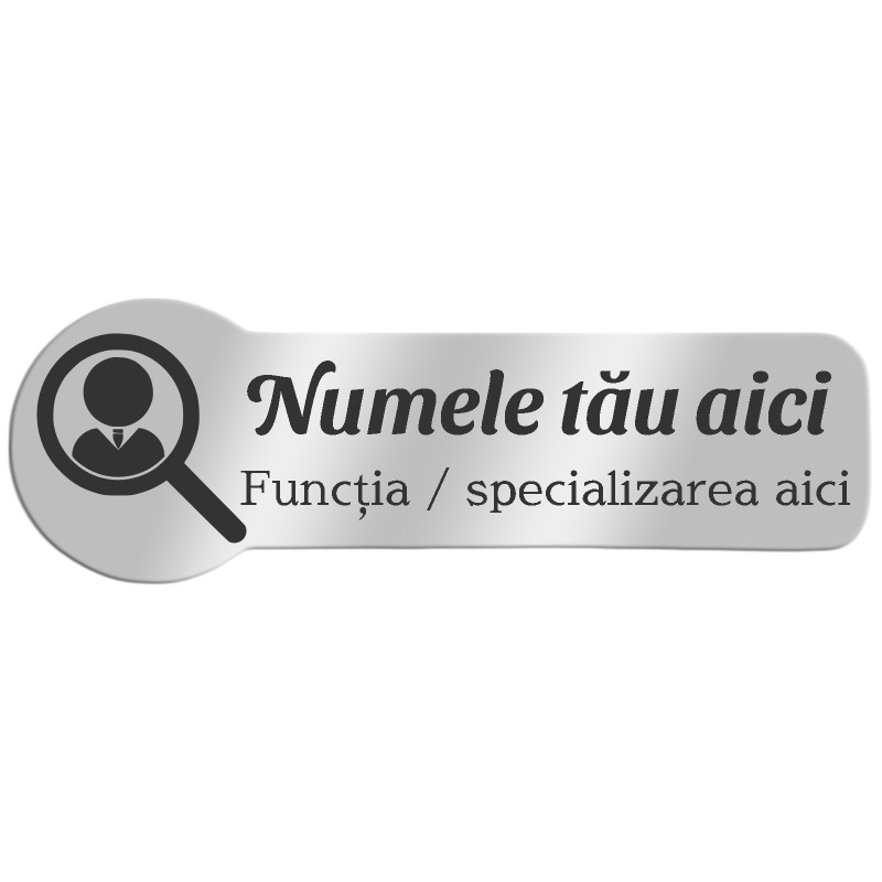 Ecuson Personalizat Zoom Inox Argintiu Numele si Functia Ta