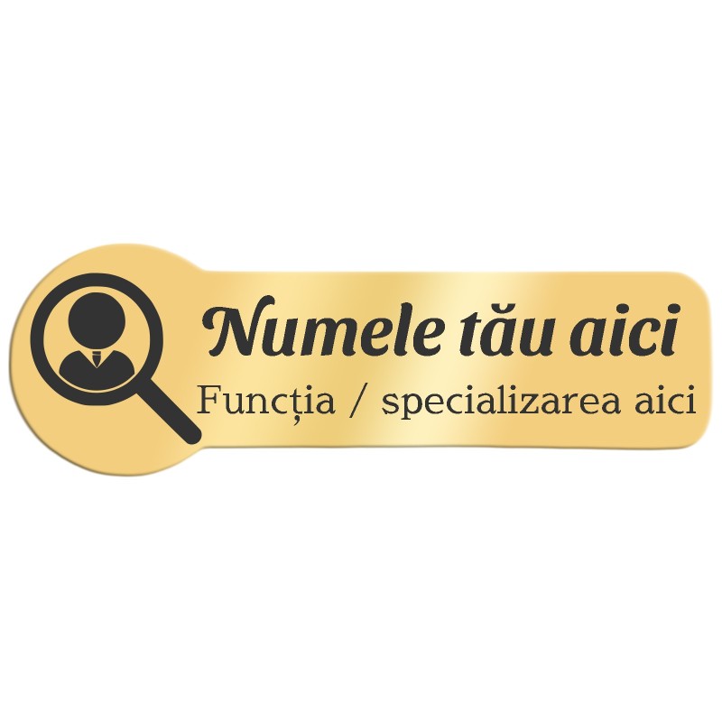 Ecuson Personalizat Zoom Inox Auriu Numele si Functia Ta