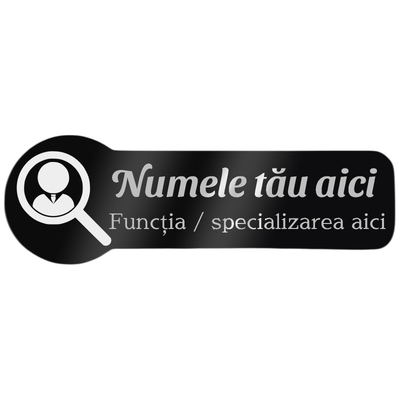 Ecuson Personalizat Zoom Inox Negru Numele si Functia Ta