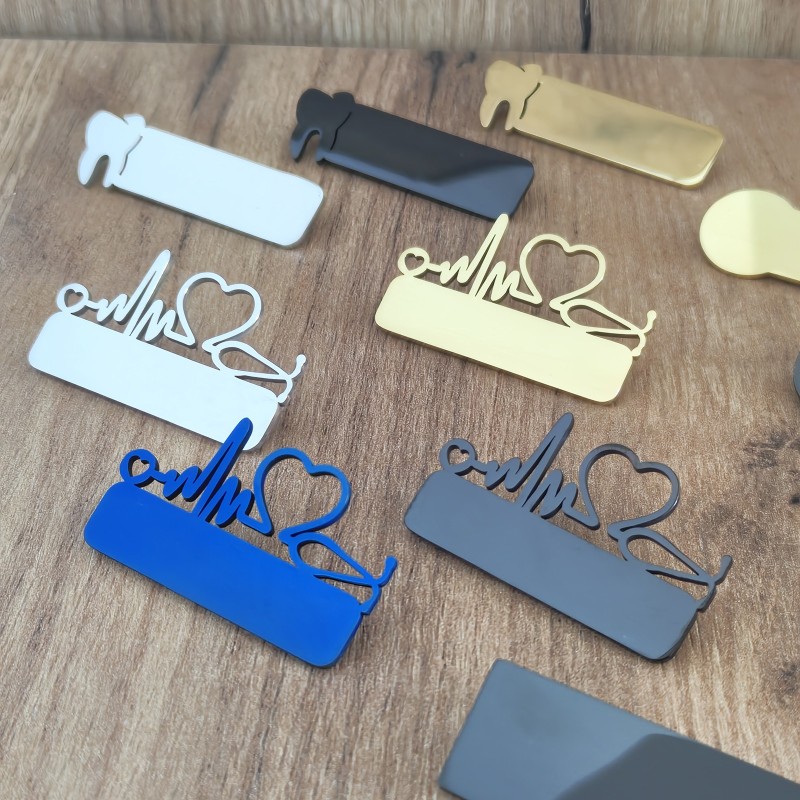 Ecuson Medical Personalizat Inox Negru Numele si Functia Ta