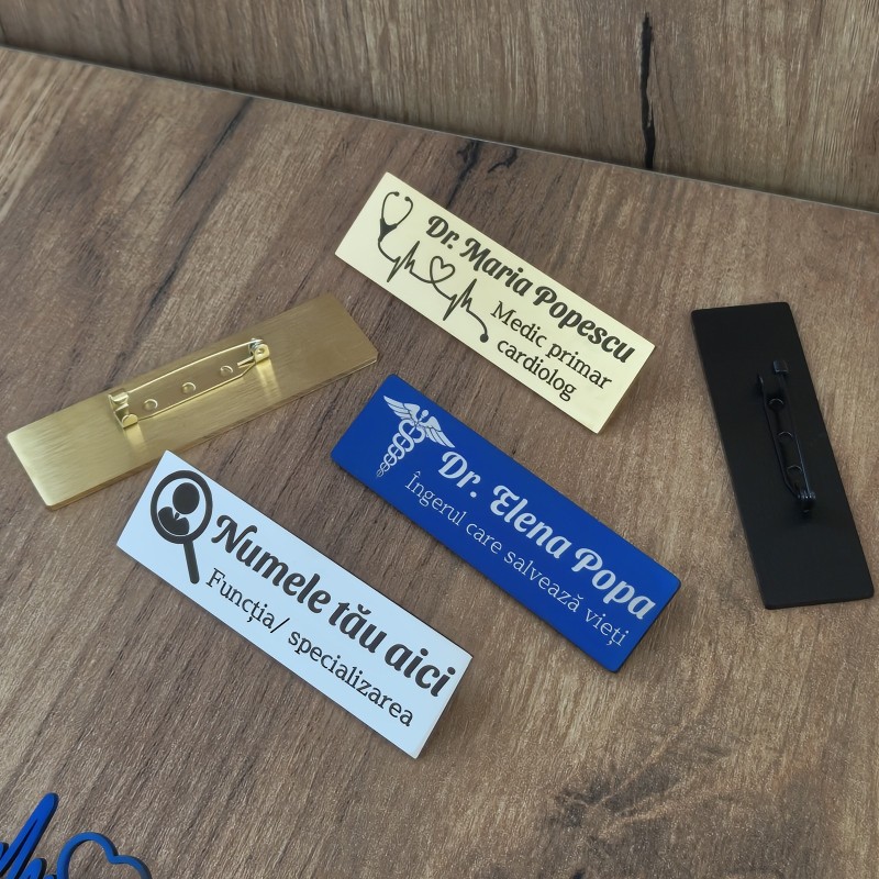                  Ecuson Personalizat Inox Negru Numele si Functia Ta
               