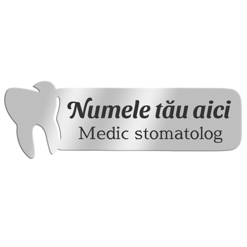                  Ecuson Personalizat Stomatolog Inox Argintiu Numele si Functia Ta
               
