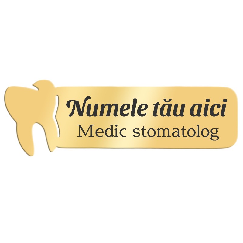 Ecuson Personalizat Stomatolog Inox Auriu Numele si Functia Ta