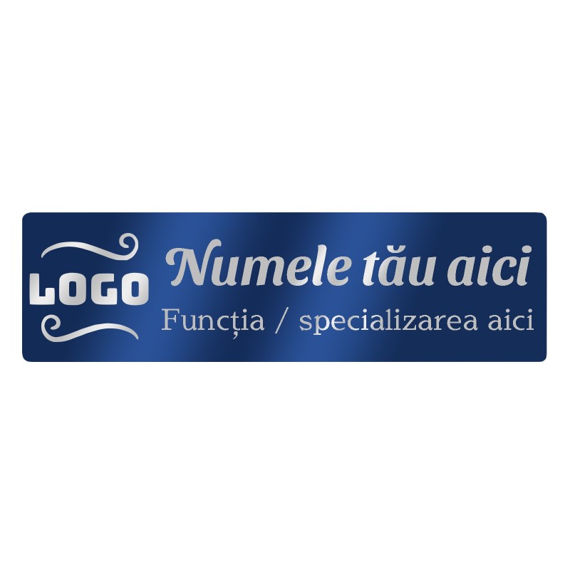                  Ecuson Personalizat Inox Albastru Logo Companie Nume Functie
               