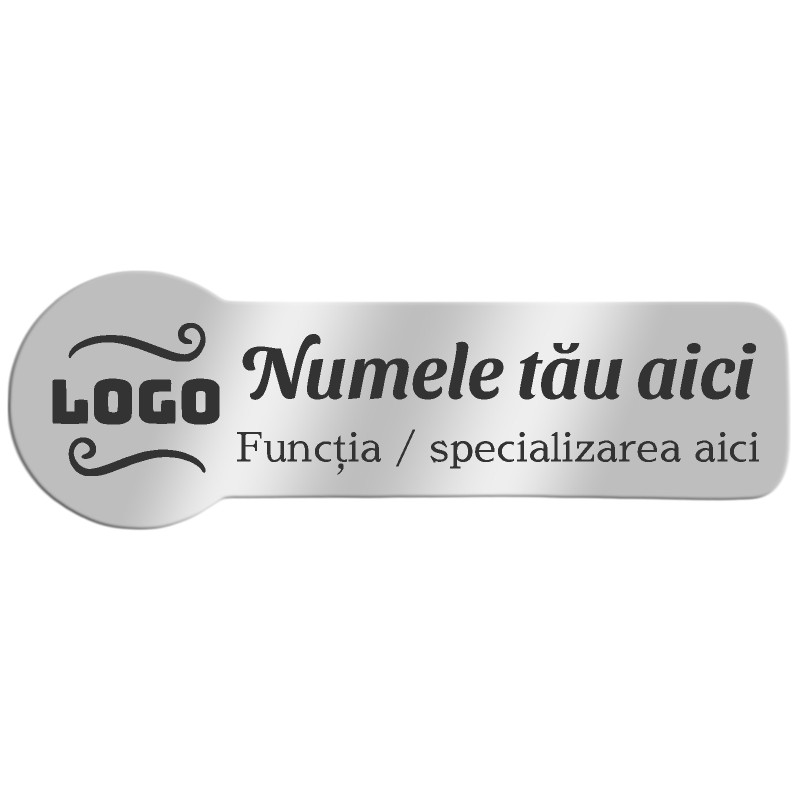 Ecuson Personalizat Zoom Inox Argintiu Logo Companie