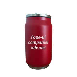 Termos Personalizat Doza cu Pai Inox Rosu LOGO companie