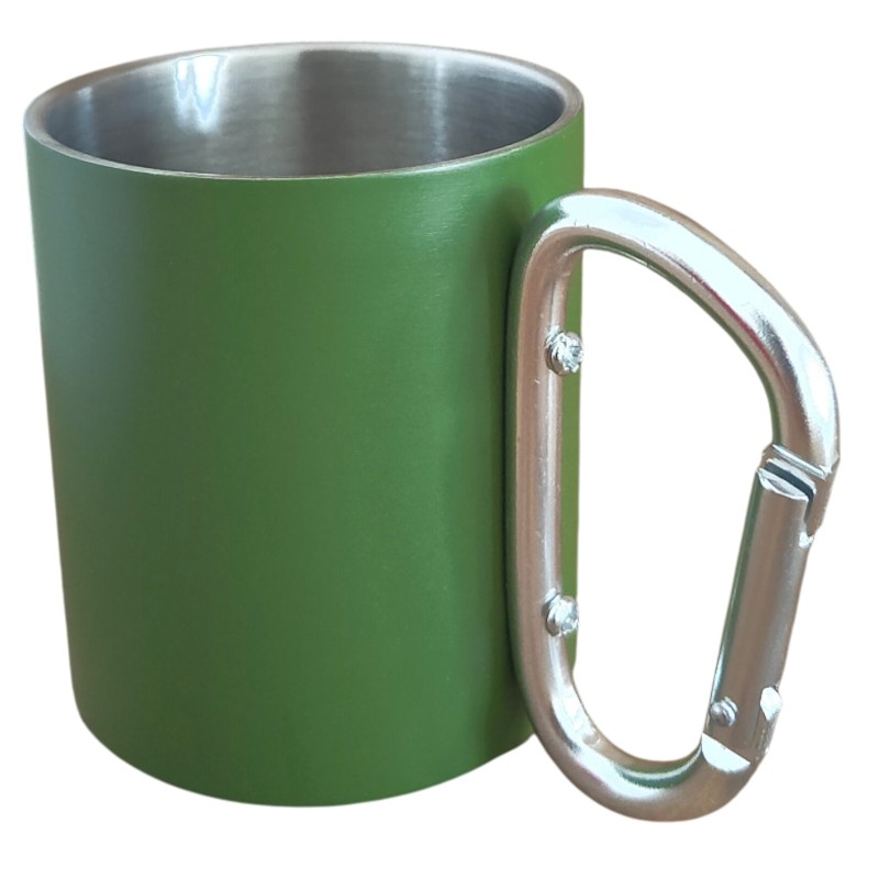                  Cana Personalizata cu Carabiniera Inox Kaki Logo Companie
               
