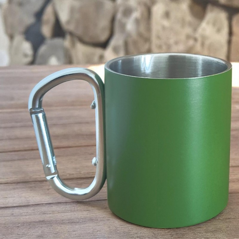                  Cana Personalizata cu Carabiniera Inox Kaki Logo Companie
               