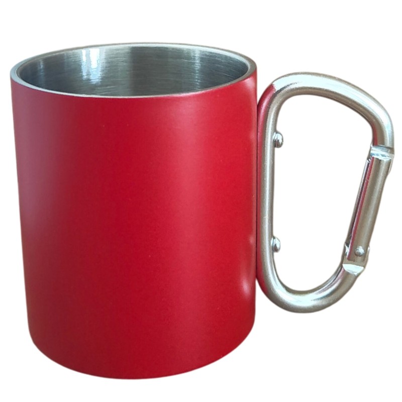                  Cana Personalizata cu Carabiniera Inox Rosu Logo Companie
               