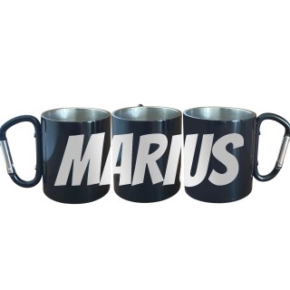 Cana Personalizata cu Carabiniera Inox Negru Numele tau