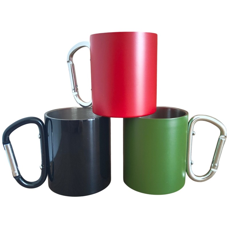 Cana Personalizata cu Carabiniera Inox Negru Poza sau Mesaj