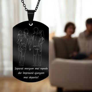 Colier Personalizat Army Inox Negru Familie