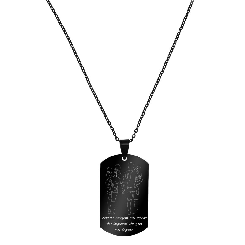 Colier Personalizat Army Inox Negru Familie
