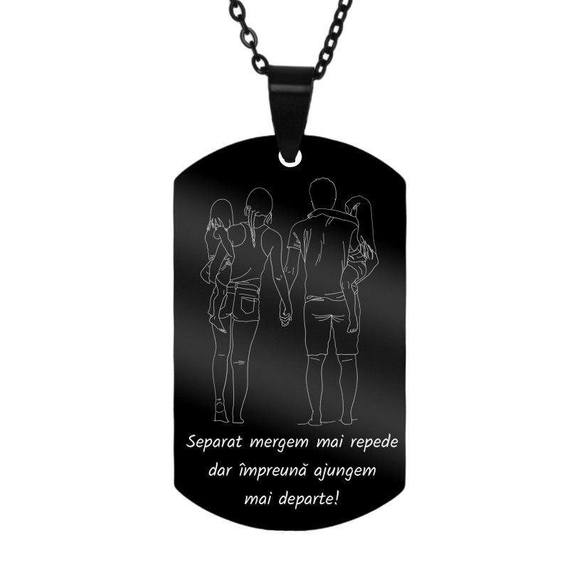Colier Personalizat Army Inox Negru Familie