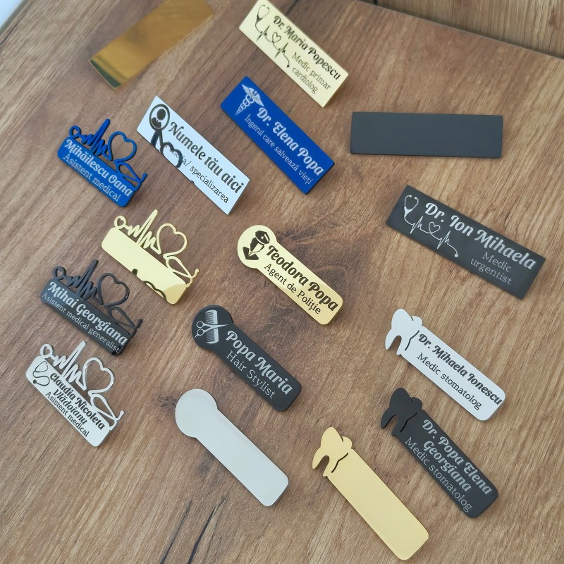 Ecuson Medical Personalizat Inox Albastru Numele si Functia Ta