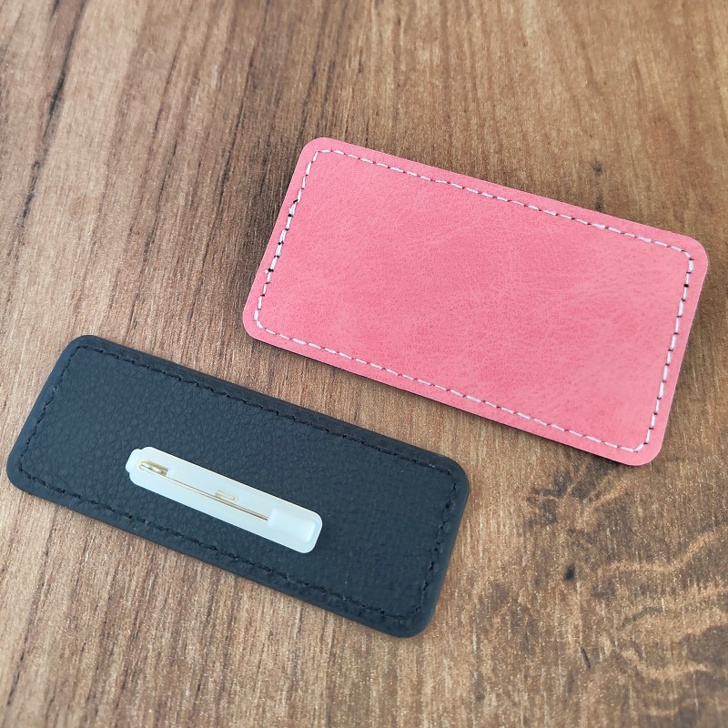 Ecuson Personalizat Oval Piele Bleu Numele si Functia Ta