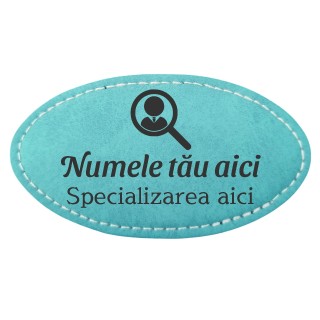 Ecuson Personalizat Oval Piele Bleu Numele si Functia Ta