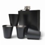 Set Cadou Pahare si Sticla de buzunar Personalizata Inox Negru 200ml Cum Vrei Tu