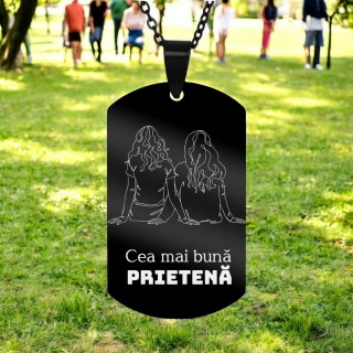 Colier Personalizat Army Inox Negru Dedicatie