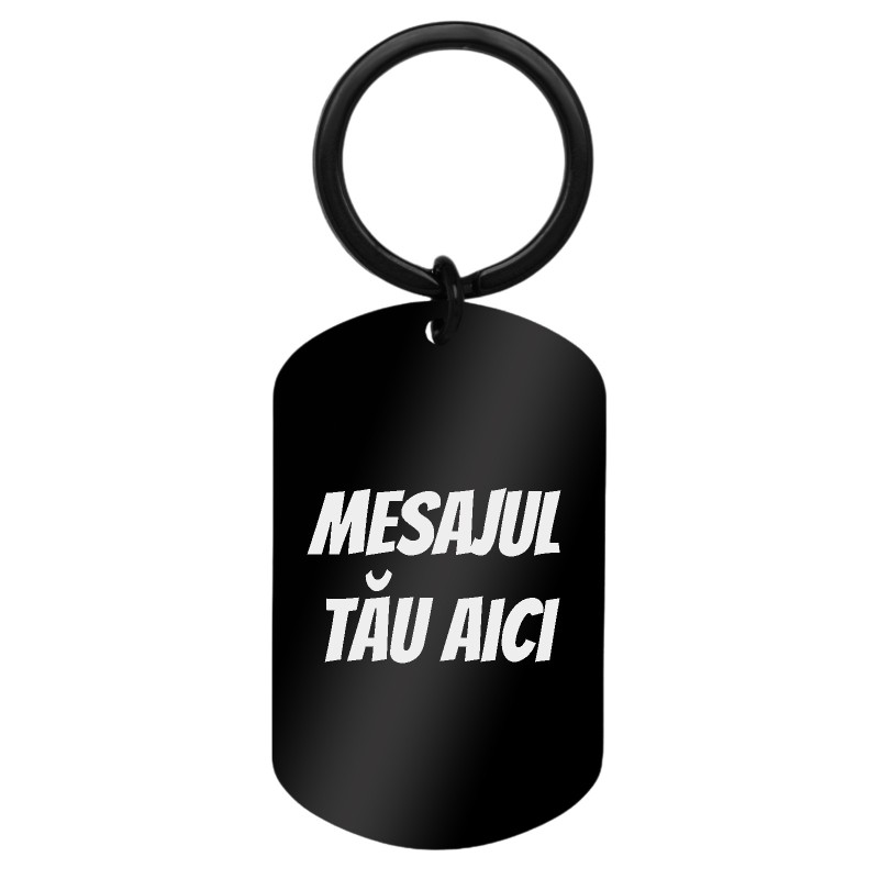 Breloc Personalizat Army Inox Negru Mesajul Tau