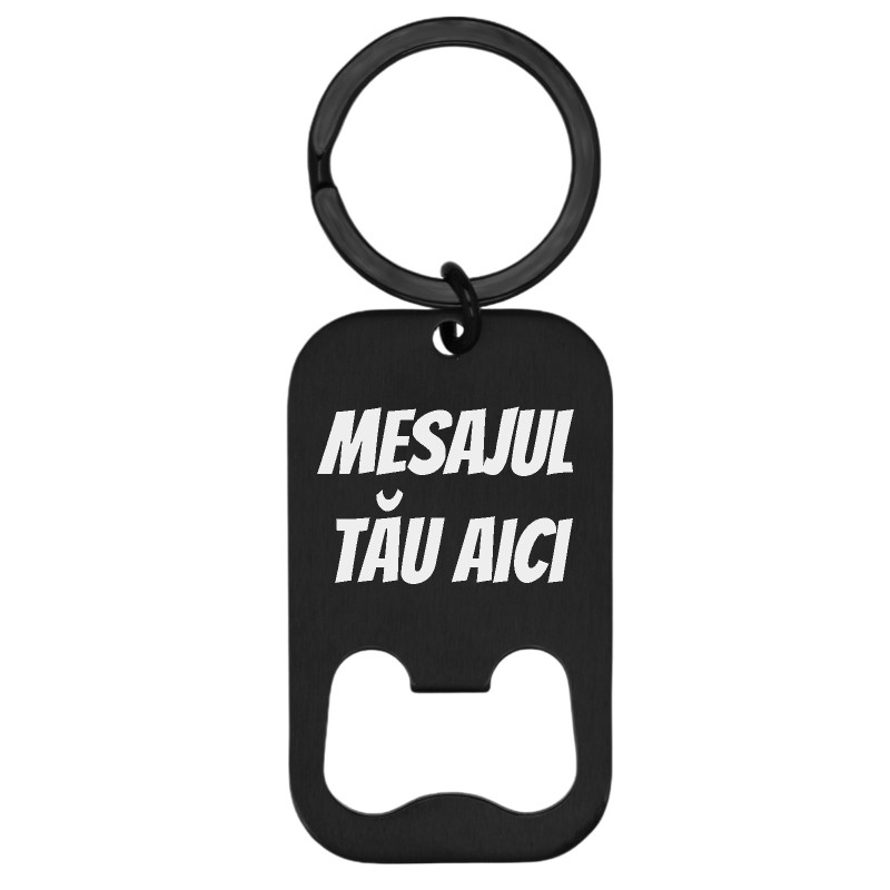 Breloc Personalizat Army Desfacator Inox Negru Mesajul Tau
