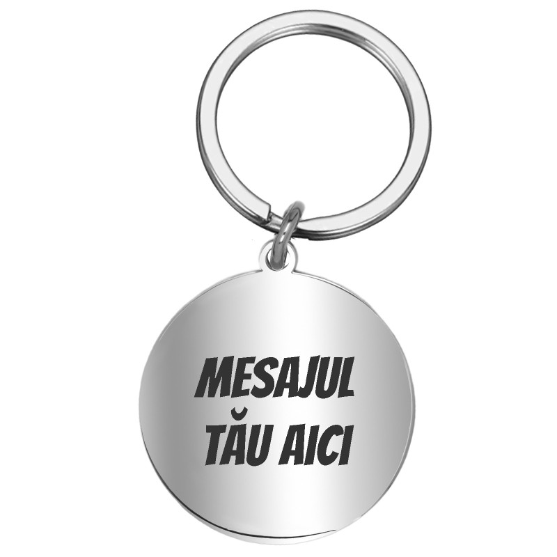 Breloc Personalizat Banut Inox Argintiu Mesajul Tau