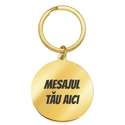 Breloc Personalizat Banut Inox Auriu Mesajul Tau