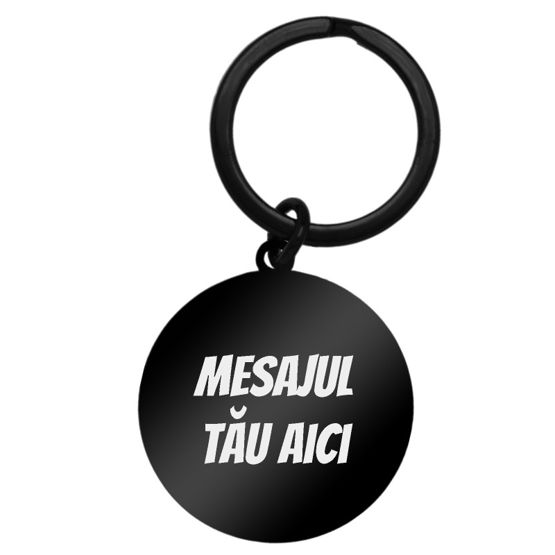 Breloc Personalizat Banut Inox Negru Mesajul Tau