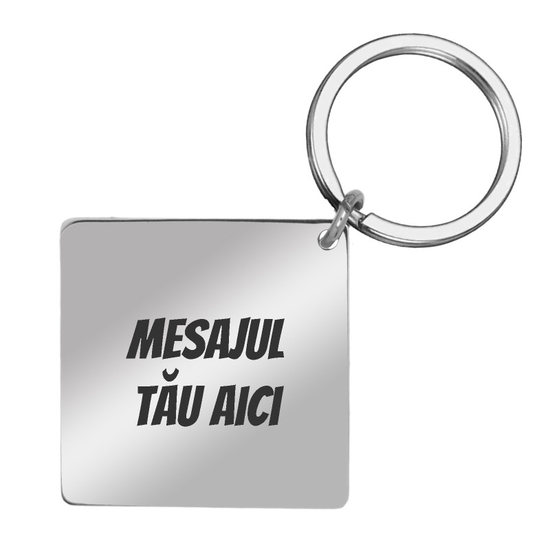 Breloc Personalizat Romb Inox Argintiu Mesajul Tau