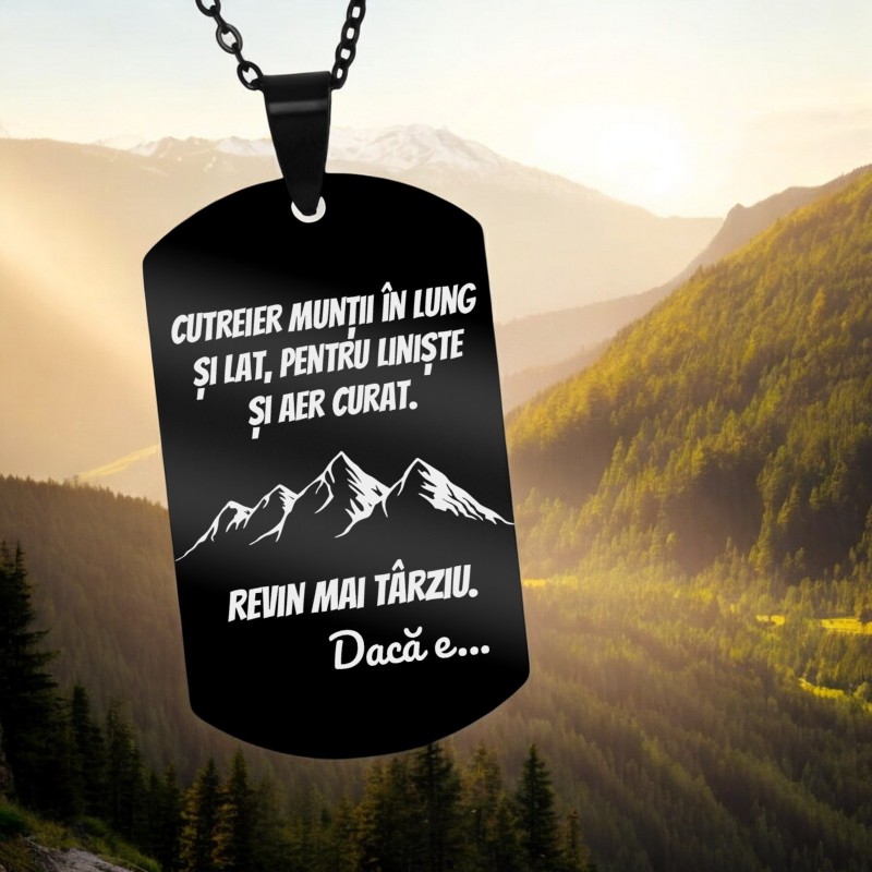 Colier Personalizat Army Inox Negru Munti