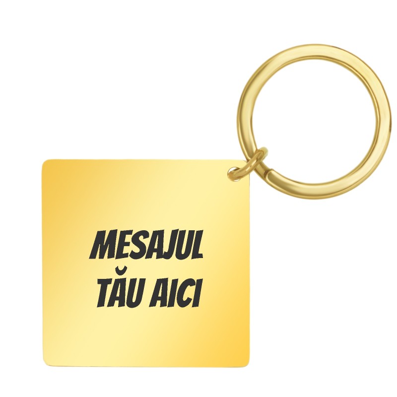Breloc Personalizat Romb Inox Auriu Mesajul Tau