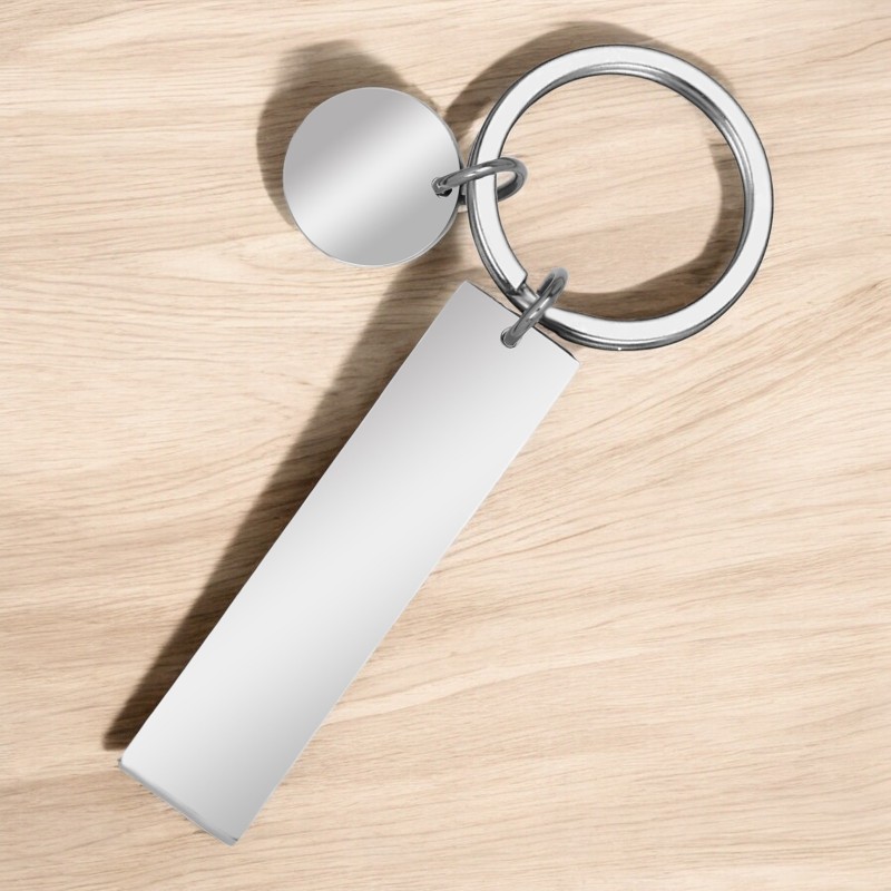 Breloc Personalizat Placuta Banut Inox Argintiu Mesajul Tau si Initiala